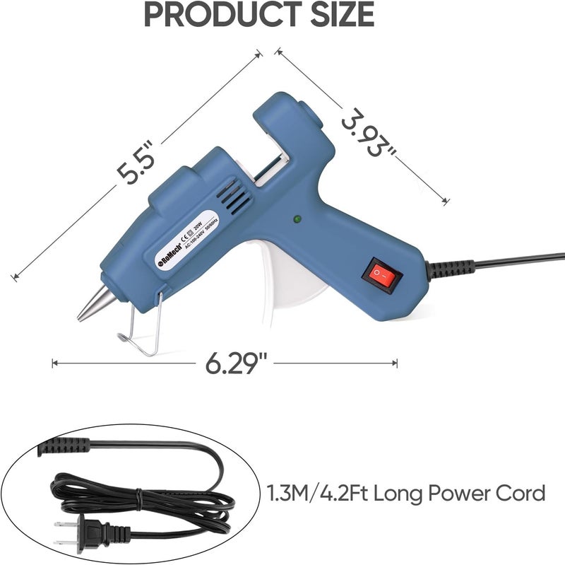 ROMECH 20W Mini Hot Glue Gun with 30 Glue Sticks Set, Fast Preheating Hot Glue Gun Kit Heavy Duty Gluegun for Craft, DIY, Repairs (Blue) - Image 4